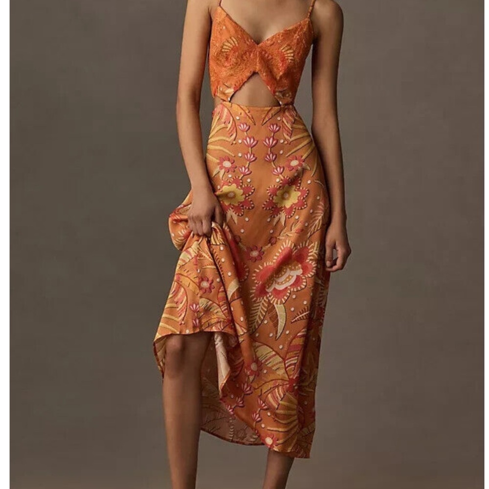 Farm Rio Orange Floral Dress